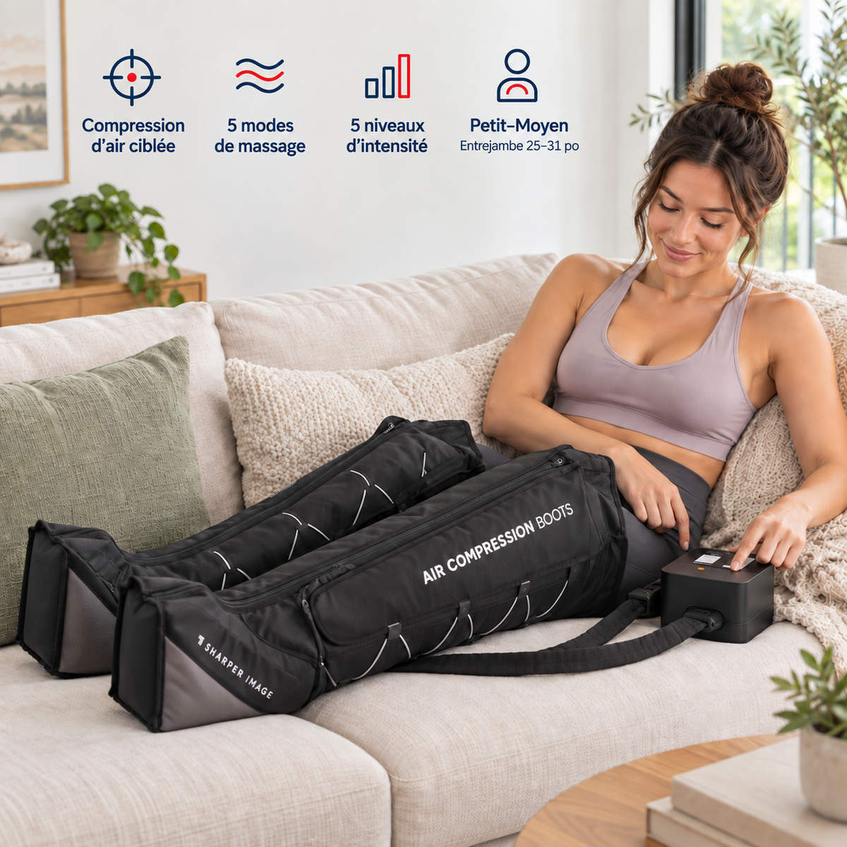 Sharper Image — Masseur de jambes à compression d’air — image générale en contexte
