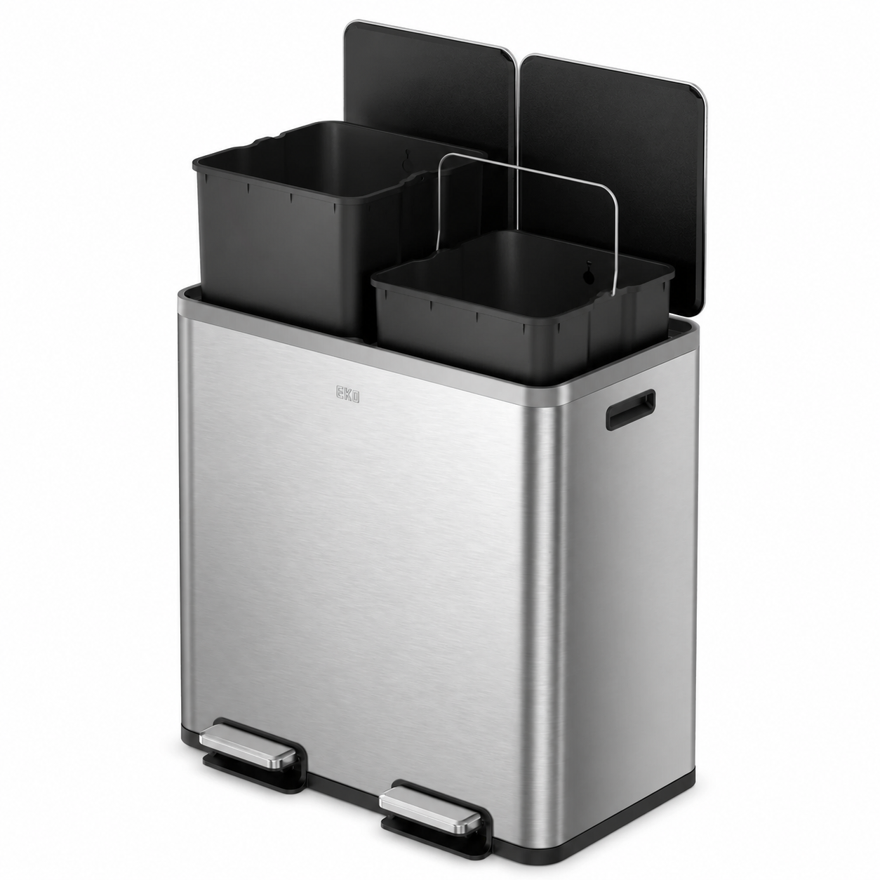 EKO — Poubelle à pédale double compartiment 42 L + 42 L — vue recréée sur fond blanc 4