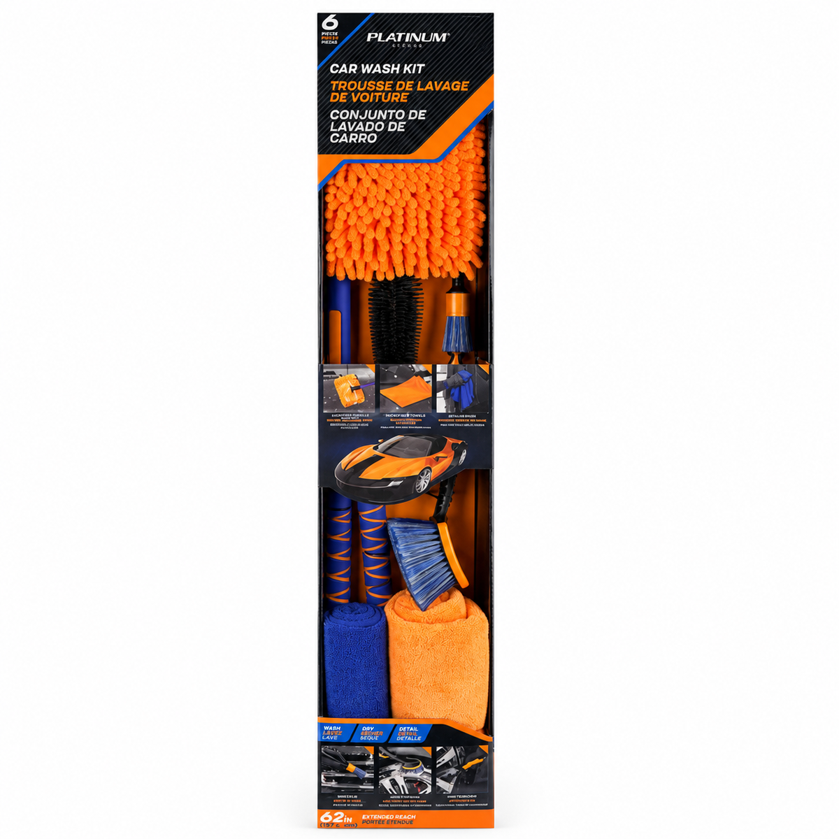 Red Star Platinum Series — Emballage de la trousse de lavage 6 pièces sur fond blanc