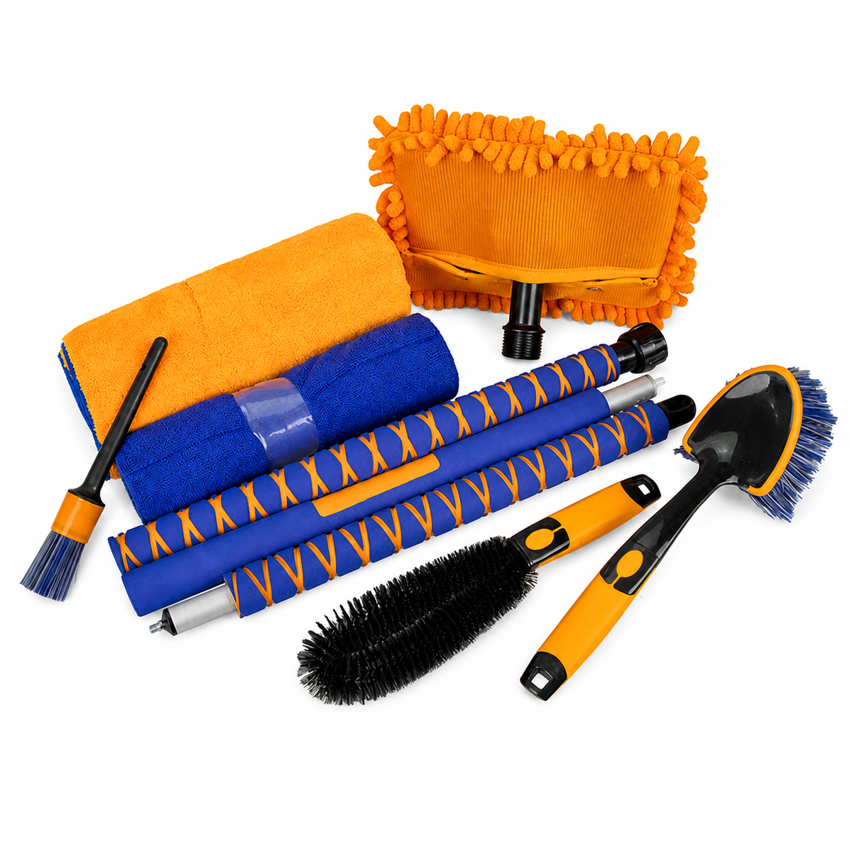 Red Star Platinum Series — Six accessoires de lavage automobile sur fond blanc