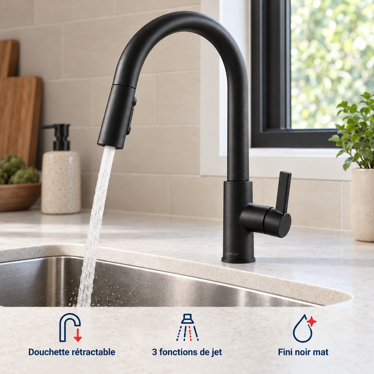 Kohler — Rodean — Robinet de cuisine à douchette rétractable — contexte