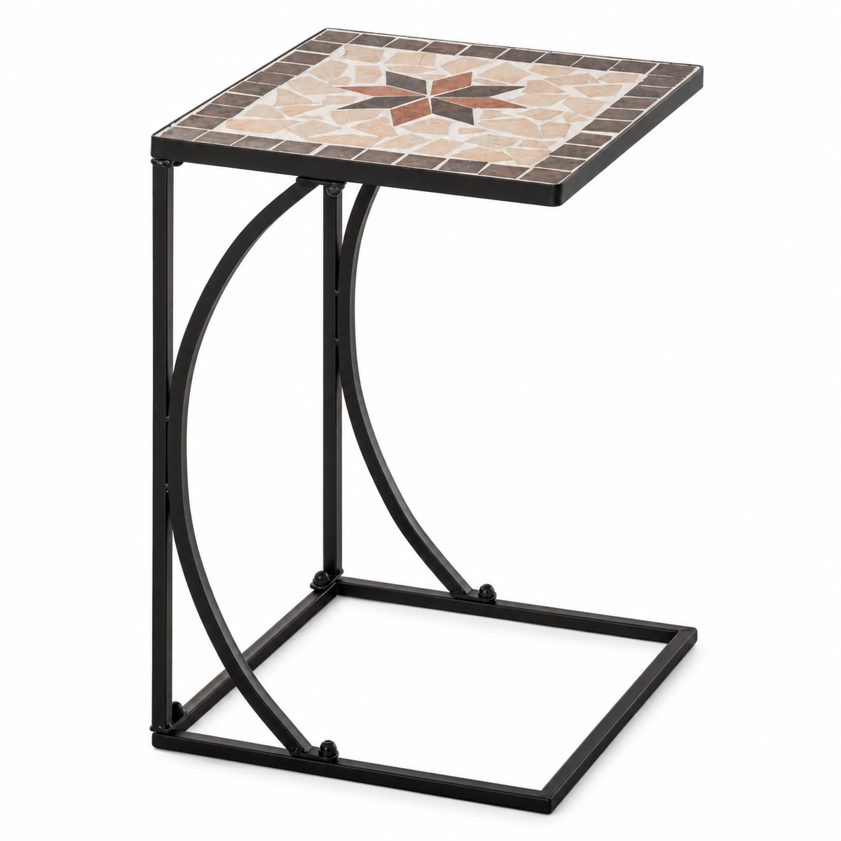 Outsunny — Table d’appoint mosaïque à base en C — vue sur fond blanc