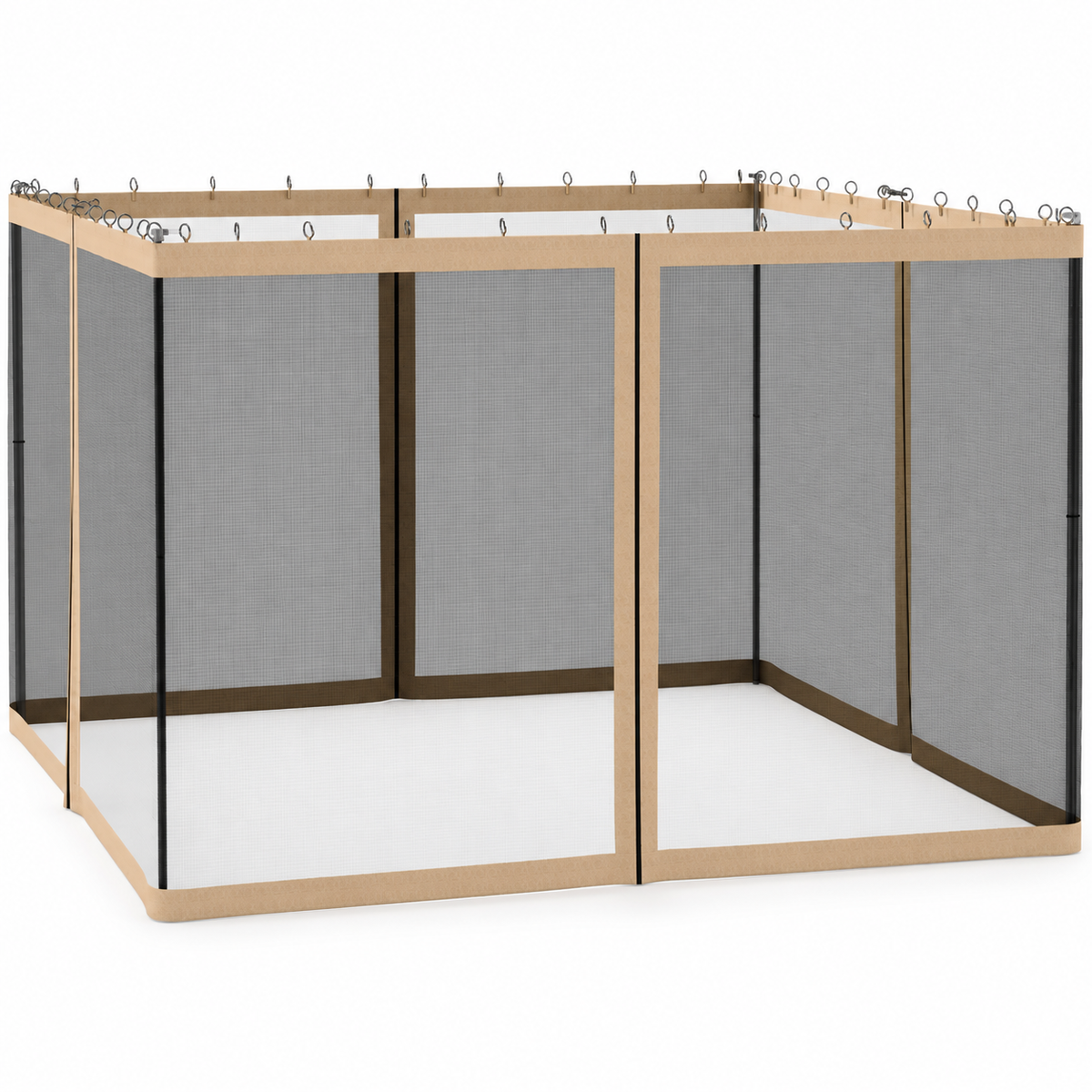 Outsunny — Moustiquaires de remplacement pour gazebo 10 × 10 pi, beiges — vue sur fond blanc