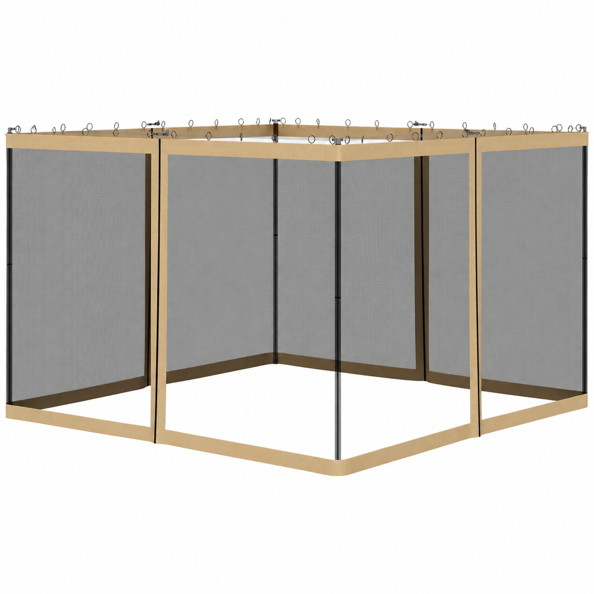 Outsunny — Moustiquaires de remplacement pour gazebo 10 × 10 pi, beiges — vue sur fond blanc