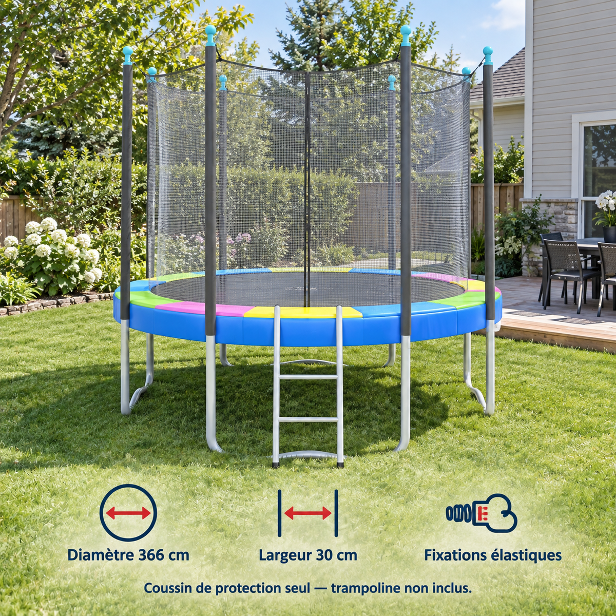Soozier — Coussin de protection des ressorts pour trampoline 12 pi — mise en situation