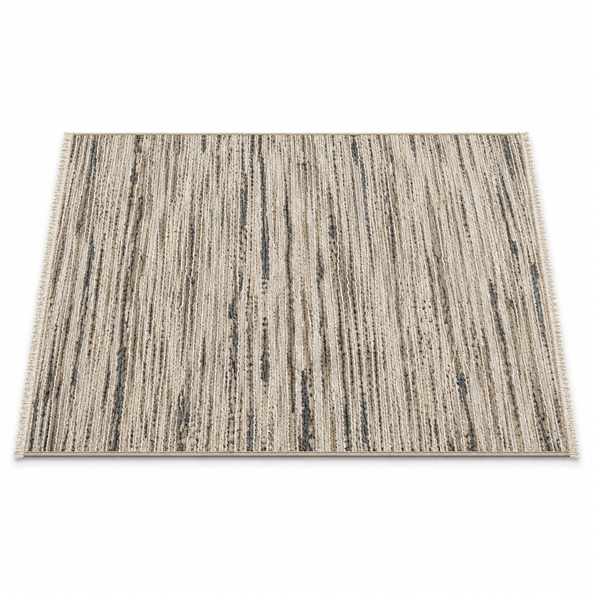 Calvin Klein Atlas — vue complète du tapis ivoire, beige et gris sur fond blanc